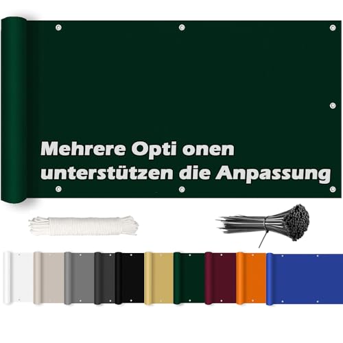 ROBAG Balkon Windschutz 120x1500cm, Zaunblende für Balkon und Terrasse, Windschutz Sonnenschutz, mit Ösen Nylon Kabelbinder und Kordel für Gartenzaun Balkonzaun - Grün von ROBAG