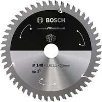 Kreissägeblätter für Akkusägen Standard for Aluminium, Maschinentyp: Akku-Tauch- und Handkreissägen, Ausführung: 140x1,6/1,1x20 Z50, 2608837755 von Bosch