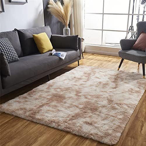 ROHATIM Hochflor Teppich Wohnzimmer Super weich Shaggy Teppich Flauschiger,Soft Area Rug Schlafzimmer Teppiche Super weich Fluffy Kindermatte Carpet(Khaki,120 x 160 cm) von ROHATIM