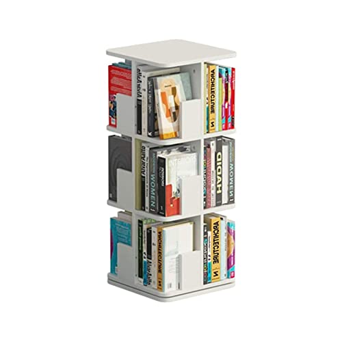 ROLTIN Bücherregal, drehbares Bücherregal mit 2/3/4 Ebenen, 360°-Anzeige, quadratisches drehbares Bücherregal, kreatives, bodenstehendes Aufbewahrungs- und Präsentationsregal für die Inne von ROLTIN