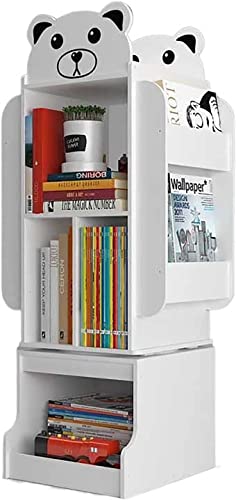 ROLTIN Bücherregal, um 360 ° drehbares Bücherregal, Cartoon-Bücherregal, bodenstehendes Lagerregal, Bücherregal aus Holz für Studenten (Hund A 30 x 35 x 77,5 cm) (Bär B 30 x 40 x 107,5 cm von ROLTIN