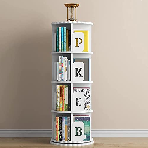ROLTIN Bücherregal, um 360° drehbares Bücherregal, stapelbares, bodenstehendes Bücherregal, weißer, multifunktionaler Aufbewahrungs- und Präsentationsständer, Bücher-Organizer (5 Ebenen, von ROLTIN