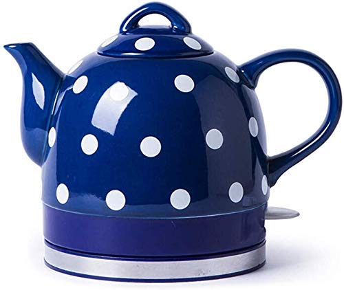 Wasserkocher, Keramik, elektrischer Wasserkocher, kabellos, Teekanne, Retro-Teekanne, 1 l, schnell (Farbe: Rot) (Blau) von ROLTIN
