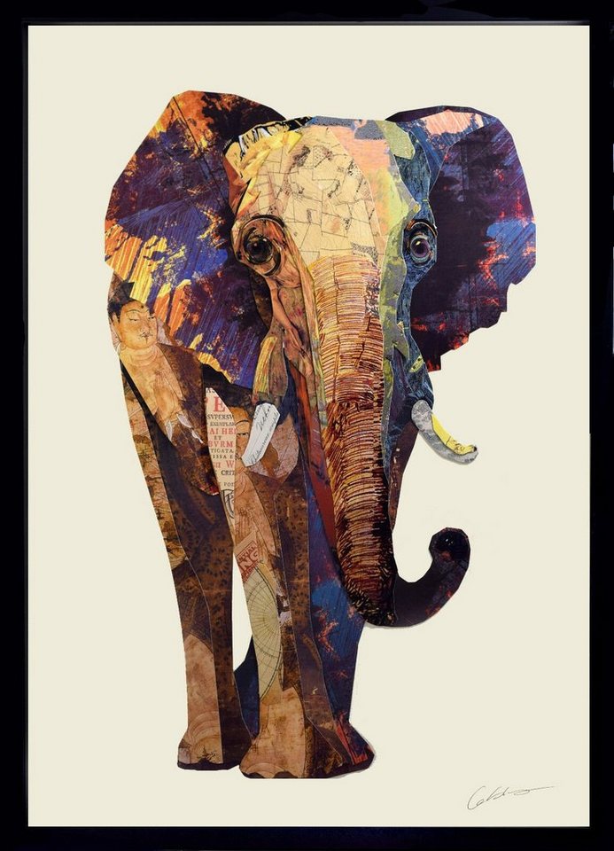 ROOGU Bilder-Collage ROOGU 3D Collage Kunst Art Wandbild Handgefertigt, Elefantengedächtnis von ROOGU
