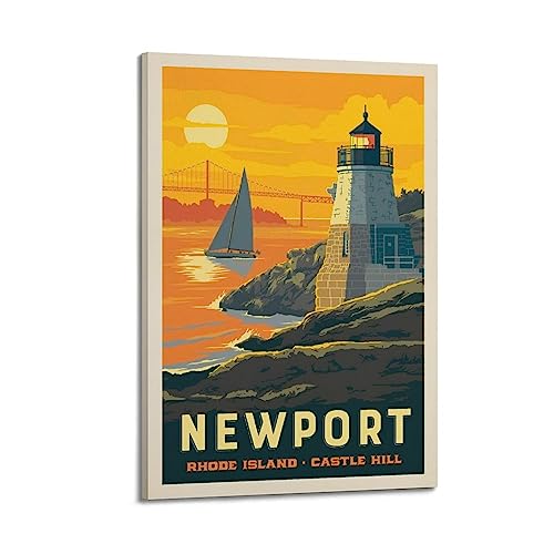 Vintage Trave Poster Newport Rhode Island Poster, dekoratives Gemälde, Leinwand-Wandposter und Kunstdruck, modernes Familienschlafzimmer-Dekor-Poster, 40 x 60 cm von ROOKE