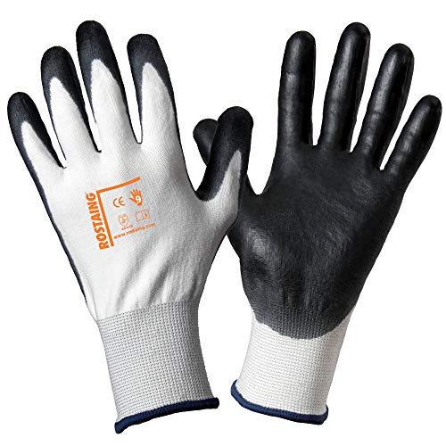 Rostain FITXTRA-IT08 Feine Handschuhe, Bauarbeit, widerstandsfähig gegen Schnitte und Abrieb, Polyurethan, Größe 8, Schwarz/Weiß, 8 von ROSTAING