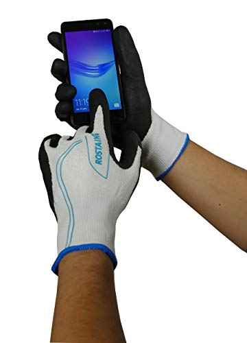 ROSTAING MAXSTRONG.H-IT09 Handschuh Serie Touch Herren"Gros Arbeit", Schnittfest, Leash Funktion, Touchscreen, schwarz/weiß, 25 x 12 x 1,2 cm von ROSTAING