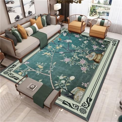 ROSURUG Baby Teppich Junge Teppich Günstig Wohnzimmer Teppich grün Basis Farbe lila Blume Dekoration Esszimmer Teppich schalldicht Schöner Wohnen Teppich von ROSURUG