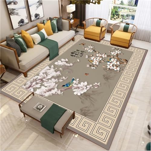 ROSURUG Büro Deko Teppuch Orientalischer Teppich, literarische Blumendekoration, Sofateppich, waschbar Schmutzfangmatte von ROSURUG