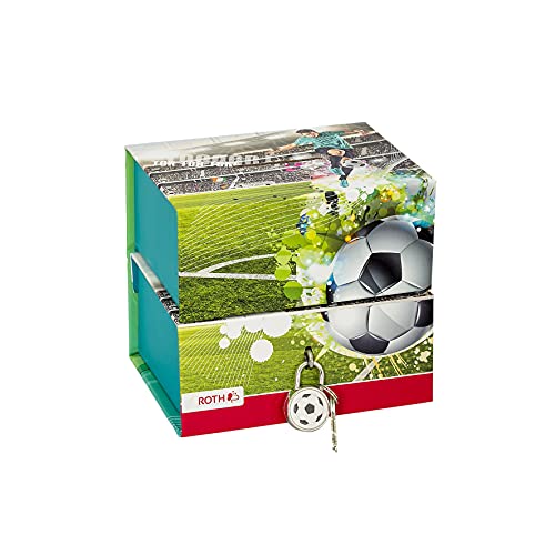 ROTH Spardose - Fußball-Star mit Zwei Fächern - Magnet, Schloss und Schlüssel, Sparbüchse aus Pappe von ROTH