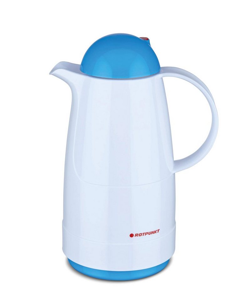 ROTPUNKT Isolierkanne 0,5 ltr. hochwertig I Glaseinsatz I BPA Frei I 24 Std warm 36 std kalt, 0,5 l, (Kaffeekanne I Teekanne, 200 polar/kingfischer), Glaskolben aus doppelwandigem Rosalin-Glas von ROTPUNKT