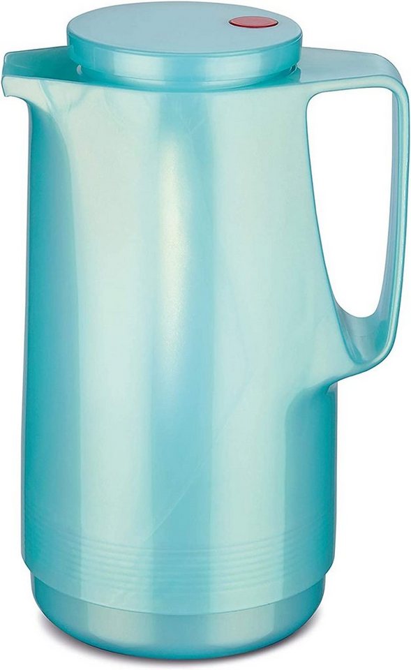 ROTPUNKT Isolierkanne 1,0 Liter Glaseinsatz I hochwertig I langlebig Ivoller Geschmack 760, 1 l, (shiny aquamarin), Glaskolben aus doppelwandigem Rosalin-Glas von ROTPUNKT