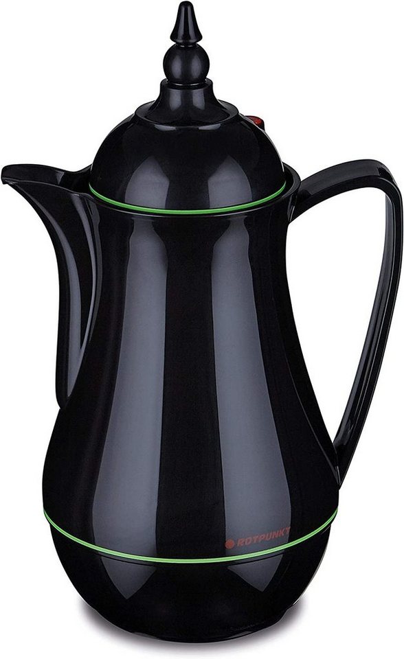 ROTPUNKT Isolierkanne 1,0 ltr. hochwertig I Glaseinsatz I BPA Frei I 24 std warm 36 Std kalt, 1 l, (Kaffeekanne I Teekanne, 911 black/grashopper), Glaskolben aus doppelwandigem Rosalin-Glas von ROTPUNKT