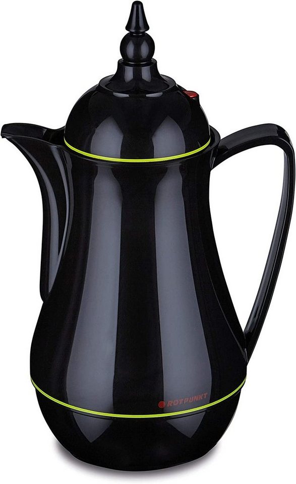 ROTPUNKT Isolierkanne 1,0 ltr. hochwertig I Glaseinsatz I BPA Frei I 24 std warm 36 Std kalt, 1 l, (Kaffeekanne I Teekanne, 911 black/summersquash), Glaskolben aus doppelwandigem Rosalin-Glas von ROTPUNKT