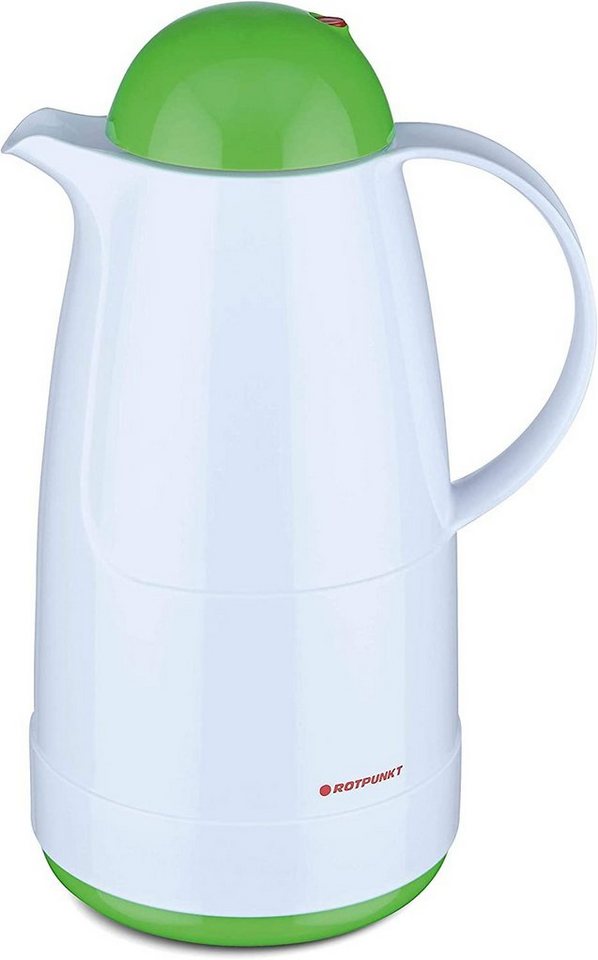 ROTPUNKT Isolierkanne 1,5 ltr. hochwertig I Glaseinsatz I BPA Frei I 24 Std warm 36 std kalt, 1.5 l, (Kaffeekanne I Teekanne, polar/grashopper), Glaskolben aus doppelwandigem Rosalin-Glas von ROTPUNKT