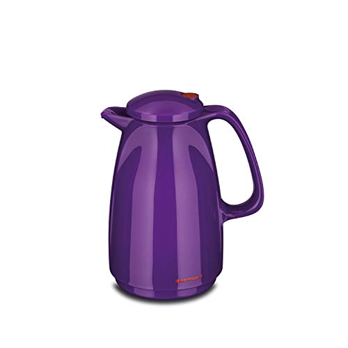 ROTPUNKT Isolierkanne 225 Bella 0,5 l | Zweifunktions-Drehverschluss | BPA-frei - gesundes Trinken | Made in Germany | Warm + Kalthaltung | Glaseinsatz | Purple Peacock von ROTPUNKT