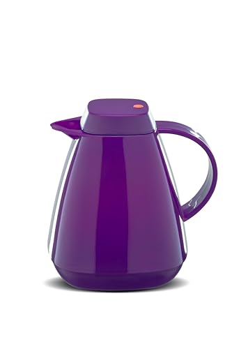 ROTPUNKT Isolierkanne 650 LIEKE 1,0 l | Zweifunktions-Drehverschluss | BPA-frei - gesundes Trinken | Made in Germany | Warm + Kalthaltung | Glaseinsatz | Purple Peacock von ROTPUNKT