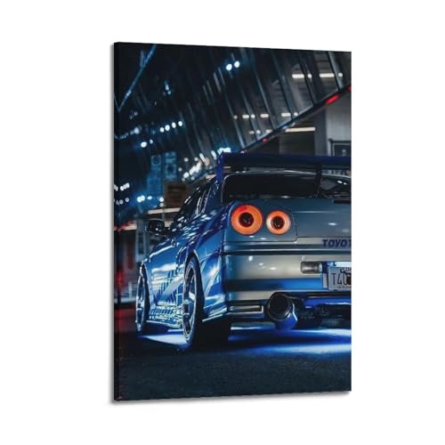 JDM Sportwagen-Poster, Skyline, R34 GTR, dekoratives Gemälde, Leinwand, Wandposter und Kunstdruck, moderne Familienschlafzimmer-Dekoration, Poster, 30 x 45 cm von RTAG