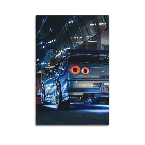 JDM Sportwagen-Poster, Skyline, R34 GTR, dekoratives Gemälde, Leinwand, Wandposter und Kunstdruck, moderne Familienschlafzimmer-Dekoration, Poster, 60 x 90 cm von RTAG