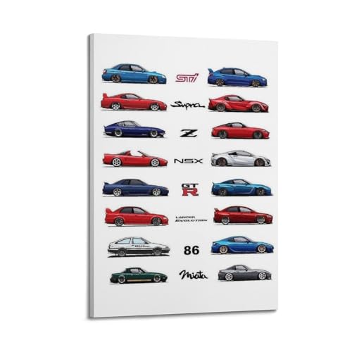 Poster "Old Vs New JDM Cars", Sport-Rennwagen, dekoratives Gemälde, Leinwand, Wandposter und Kunstdruck, moderne Familienschlafzimmer-Dekoration, Poster, 30 x 45 cm von RTAG