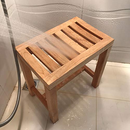 RTY-BY Wasserfest Duschbank Badhocker for Senioren Bad Stuhl Badezimmer Hocker Holz Dusche Bank Erwachsene Anti-Rutsch Duschsitz Badewanne Badehocker Spa ändern Schuhe Hocker, 42 × 28 × 43cm von RTY-BY