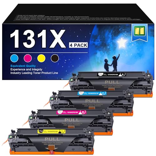 RUDGUZ 131X Toner Kompatibel für HP 131A 131X CF210A CF210X CF211X CF213X CF212X Multipack für HP Laserjet 200 Color MFP M276nw Toner M276n M251n M251nw (Schwarz Cyan Gelb Magenta, 4er-Pack) von RUDGUZ