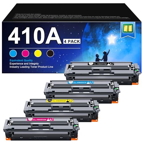 RUDGUZ 410A Toner Kompatibel für HP 410X 410A CF410A CF410X CF411A CF412A CF413A für HP MFP M477fdw Toner für Color Laserjet Pro MFP M477fdn M452nw M377dw M452dn M452dw M477dw M477nw (4er-Pack) von RUDGUZ