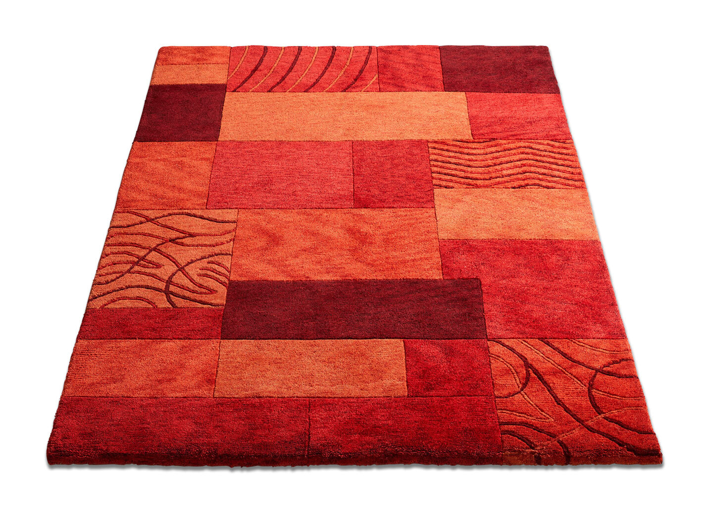 Handgearbeitete Brücken und Teppiche aus 100% Schurwolle, Größe 113 (Brücke, 70x140 cm), Qualität Spezial (Handgeknüpft), Rot von RUGMARK