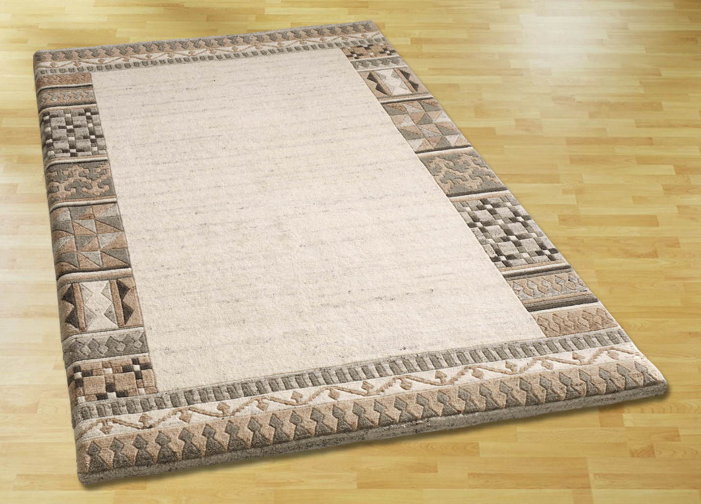 Handgearbeitete Teppiche, Brücken und Bettumrandung, Größe 113 (Brücke, 70x140 cm), Qualität Klassik, Natur-Beige von RUGMARK