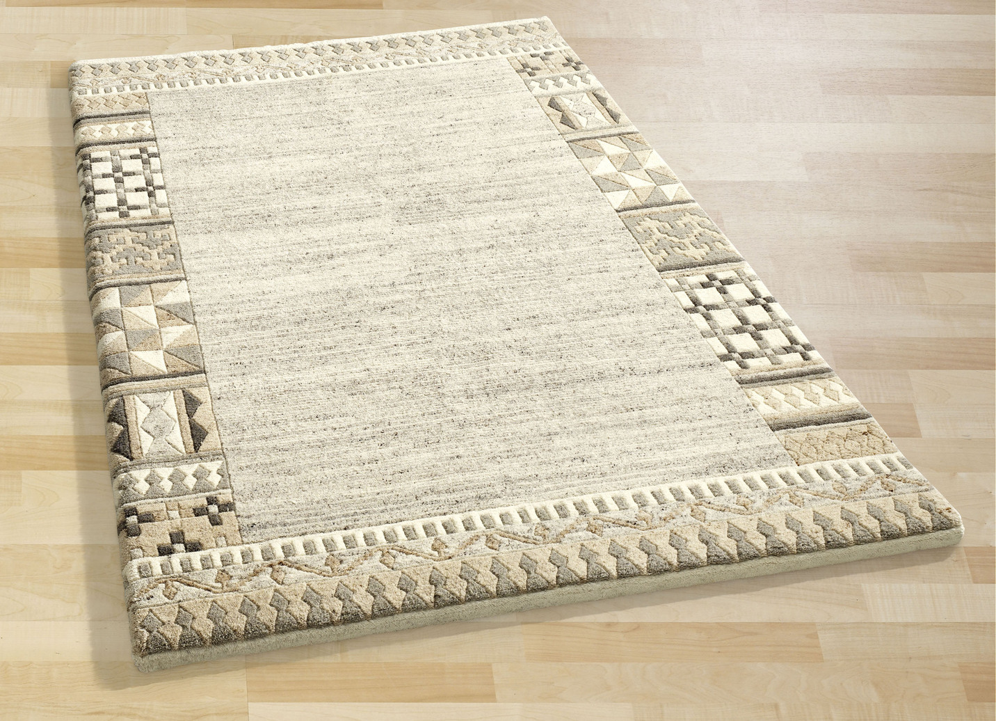 Handgearbeitete Teppiche, Brücken und Bettumrandung, Größe 118 (Brücke, 90x160 cm), Qualität Klassik, Natur-Grau von RUGMARK
