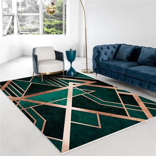RUGMRZ Büro Teppich Gelb-grünes geometrisches Design Linie Dekoration Schlafzimmer Teppich waschbar Waschbare Teppich 130X190CM von RUGMRZ