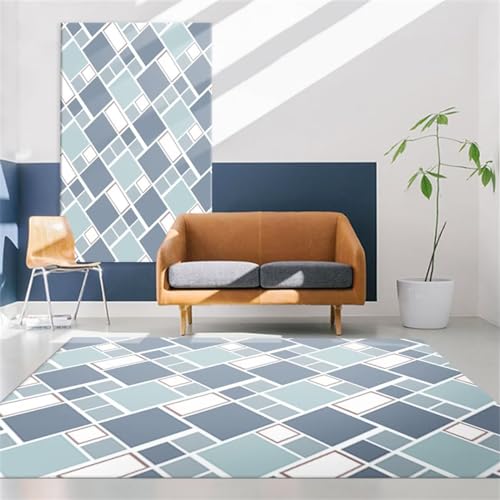 RUGMRZ Büro Teppich Teppich Dünn Bereich Teppich blau geometrisches Design Sofa Teppich pflegeleicht Tepiche Schlafzimmer Teppich 160 x 230 cm von RUGMRZ