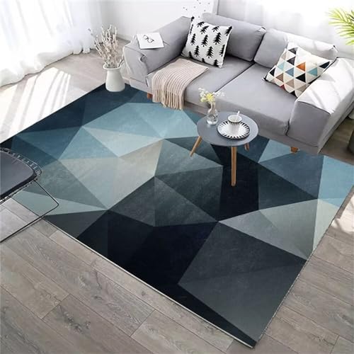 RUGMRZ Büro Teppich Teppich Quadratisch Grau-Blauer Schlafzimmerteppich mit geometrischem Design ist leicht zu reinigen und waschbar Kinderzimmer Teppiche 160X230CM von RUGMRZ