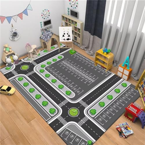 RUGMRZ Carpet Living RoomTeppich Antirutschmatte schmutzfangmatte 200x250CM teppichmatte grauLeicht zu reinigender Teppich mit Cartoon-Druckmuster von RUGMRZ