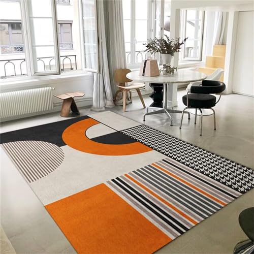 RUGMRZ Home Teppich Outdoor Zimmer deko Orange-Grauer geometrischer Design-Lounge-Sofa-Teppich, pflegeleicht Kinder Teppich Jungen 100X160CM von RUGMRZ