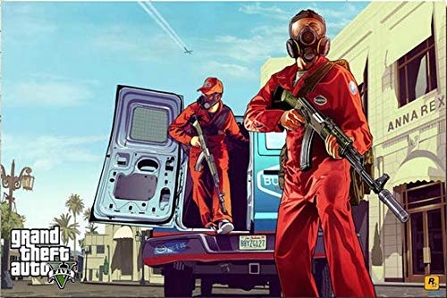 RUIYANMQ Leinwand Bilder GTA 5 Spiel Vintage Kunstdruck Poster Wandbilder Für Wohnkultur Kj45T 40X60Cm Rahmenlos von RUIYANMQ