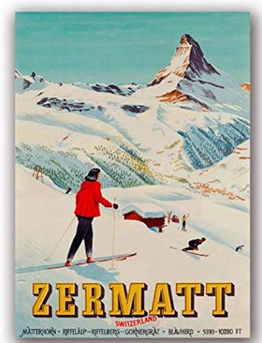 RUIYANMQ Zermatt Schweiz Matterhorn Ski Poster Und Print Wandkunst Bilder Home Decor Yu482Ea 40X60Cm Ohne Rahmen von RUIYANMQ