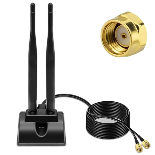 WiFi 6E Antenne WLAN Signal Verstärker Tri-Band Magnetic Base,2,4 G / 5,8 G Omnidirektionale WLAN-Antenne mit RP-SMA 200 cm Verlängerungskabel Kompatibel mit WLAN Wireless Router WLAN-Karten PCI-Karte von RUIZHI