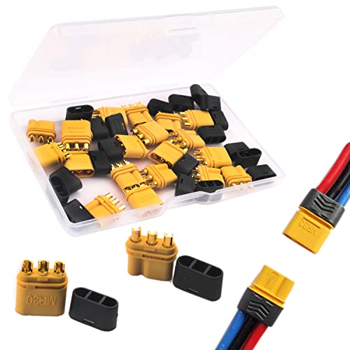 RUNCCI-YUN 10 Pairs MR30 Batterie Anschlüsse, MR30 Männlich Weiblich Stecker Buchse, MR30 Mantelgehäuse Stecker für RC-Modell und mehr (10 Stück MR30H Stecker + 10 Stück MR30 Buchse) von RUNCCI-YUN