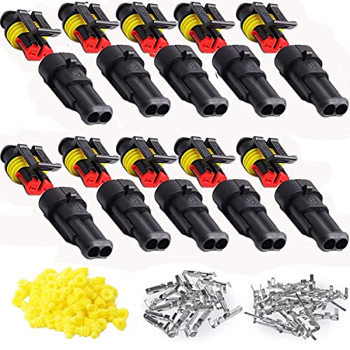 RUNCCI-YUN 10 Set Wasserdicht Schnellverbinder, Kabel Steckverbinder Stecker, für KFZ LKW Auto Kayak Boote Roller Motorrad (2 Polig×10) von RUNCCI-YUN