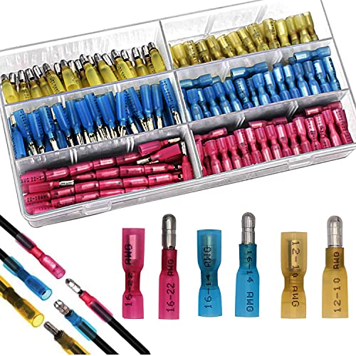 RUNCCI-YUN 100 Stücke Hitze Schrumpfen Stoßverbinder,Kabelverbinder,Bullet Butt Connectors,Kabelschuhe Quetschverbinder Automotive wasserdicht-isoliertWire Terminal (Rot 40+ Blau 40 + Gelb 20) von RUNCCI-YUN