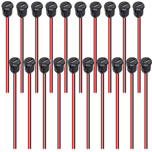 RUNCCI-YUN 20Pcs USB-C buchse 2-Draht einbau Typ-C-Buchse,2-poliger USB einbaubuchse USB-C-Buchse für Panelmontage-mit Schnappnut-Schnalle 3A Schnelllade-Typ-C-Buchse von RUNCCI-YUN