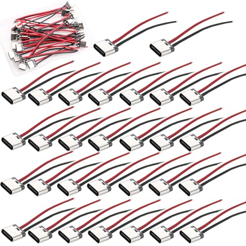 RUNCCI-YUN 30PCS USB-C buchse löten mit Kabel 2 Draht USB-C einbaubuchse für PCB-Design, Heimwerken von RUNCCI-YUN