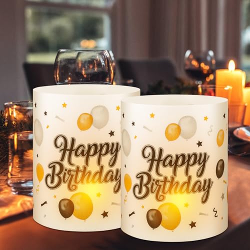 Windlichter Tischdeko Geburtstag 16 Stück, RUNEAY Windlicht Geburtstag für Teelichter, Kerzen, Geburtstag Tischdeko Windlicht Happy Birthday Deko Wohnzimmer, Schlafzimmer, Badezimmer, Draußen(Gelb) von RUNEAY
