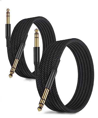 RUXELY 6.35mm Gitarrenkabel 3M 2Stück,1/4" TRS Stereo Instrumentenkabel,6.3mm Klinke E Gitarre Kabel,Symmetrische Audio Cable für Gitarren,Verstärker,Amp,Bass,Keyboard,Mixer,Bassgitarre von RUXELY