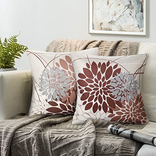 Kissen Hüllen Herbst Burnt Orange Kissenbezug 16x16 Zoll Kissenhülle Abstrakt Geometrisch Blumen Muster Kissenbezüge 2er-set Kissenhüllen Passend Für Wohnzimmer Schlafzimmer Sofa Kissen Dekor von RYBornament