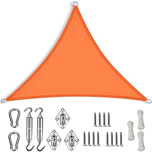 RYNS Sonnensegel Sonnenschutz dreieckig 1.2x1.2x1.2m Sonnenschutz Sunsegel(HDPE) UV-Schutz Sun Segel Sonnensegel mit Sonnensegel Befestigung für Pergola Beschattung Terrasse, Orange von RYNS