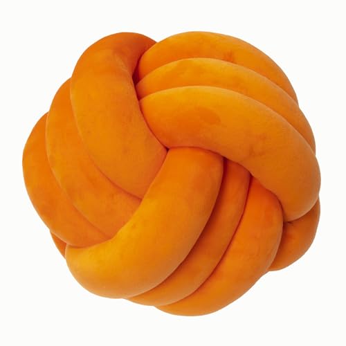 RZYW Plüsch-Knoten-Kugelkissen, Weiches Knoten-Kugelkissen, Knot Cushion, Knot Kopfkissen, Handgefertigtes Kissen, Rundes Geknotetes Kissen-Dekor,Vibrant orange,D 28cm von RZYW