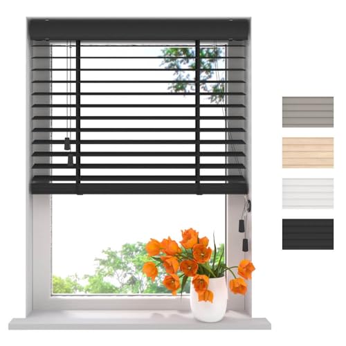 Radeco® Holzjalousie innen schwarz 75 x 175 cm, 50mm lamellen von Bambus Holz, Innenjalousie, Bambus holzjalousie, jalousien, Bambus Jalousie, Fenster jalousien innen von Raamdecoratie.com