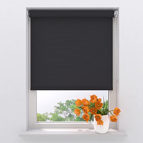 Radeco® Lichtdurchlässiges Rollo 80 x 190 cm schwarz, Größen von 40 bis 240 Breite, ohne Bohren möglich, Rollo wandmontage, Rollo 80 cm breit, Fenster rollos für innen, rollos für Fenster von Raamdecoratie.com